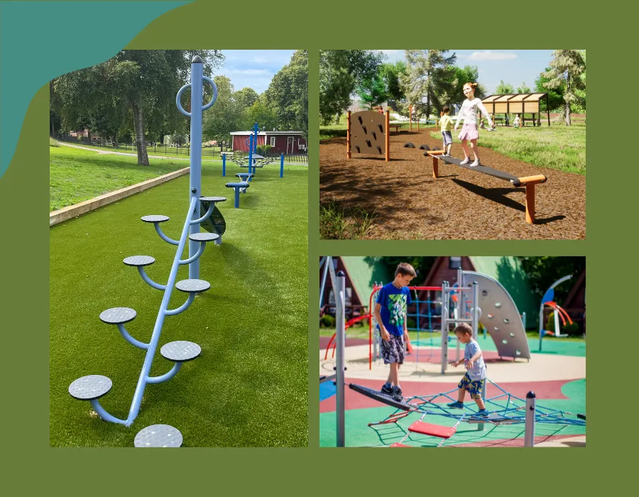 dzieci tworzące tor przeszk&oacute;d na placu zabaw