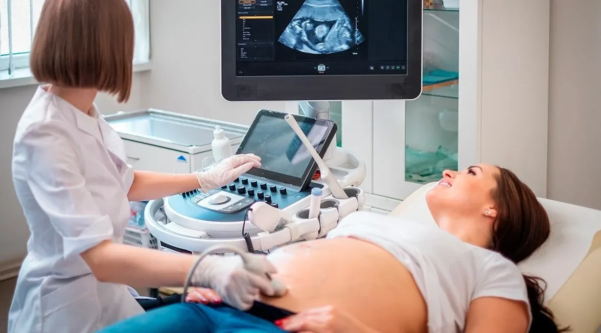kobieta w ciąży na badaniu USG