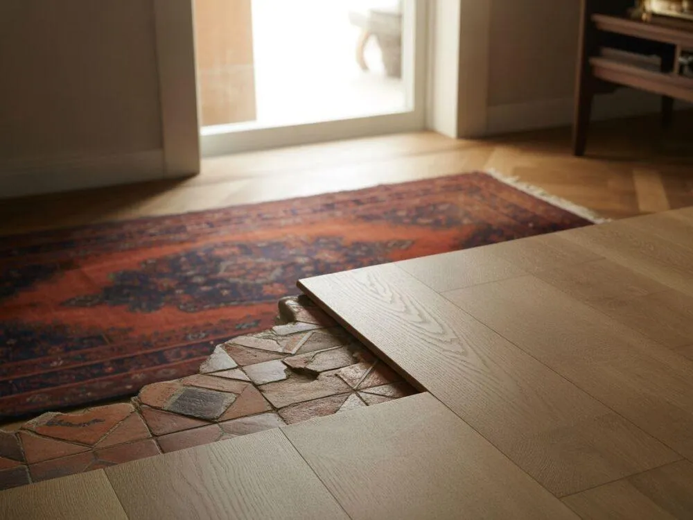 przykłady podłóg bez kucia płytek, metamorfoza podłogi