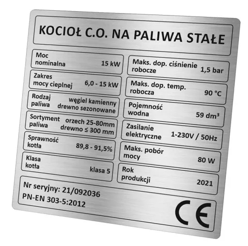 tabliczka znamionowa kocioł 5 klasa ekoprojekt