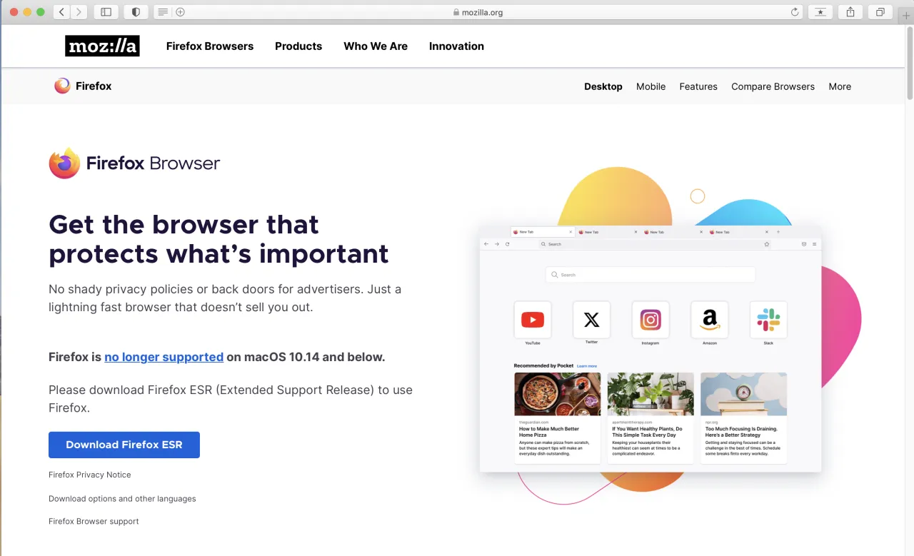 Instalacja Firefox macOS
