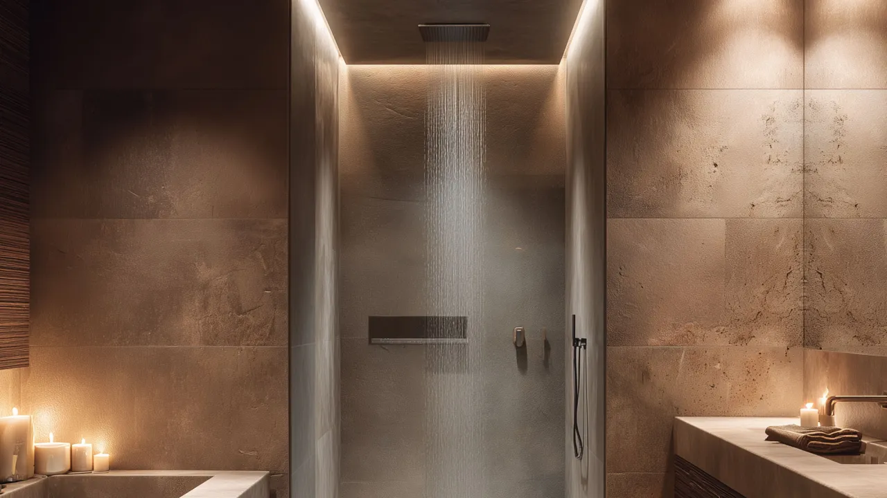 łazienka z zimnym oświetleniem sterylny wygląd