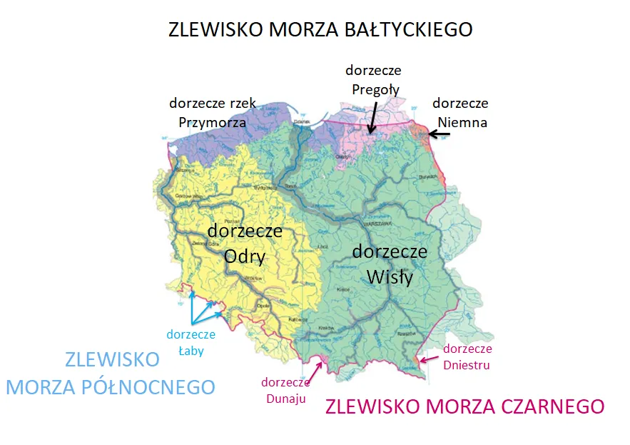 Mapa zlewiska Morza Bałtyckiego
