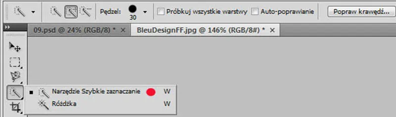 Photoshop narzędzia do zaznaczania różdżka szybkie zaznaczanie