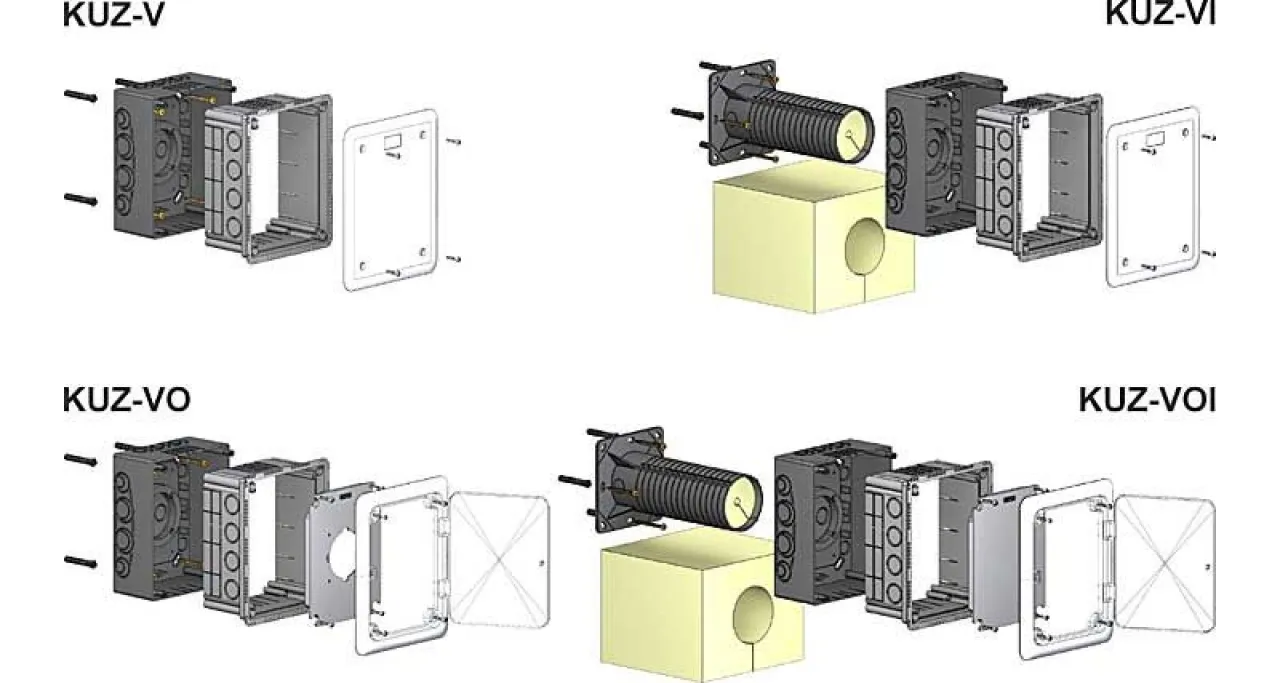 montaż puszki elektrycznej w styropianie schemat