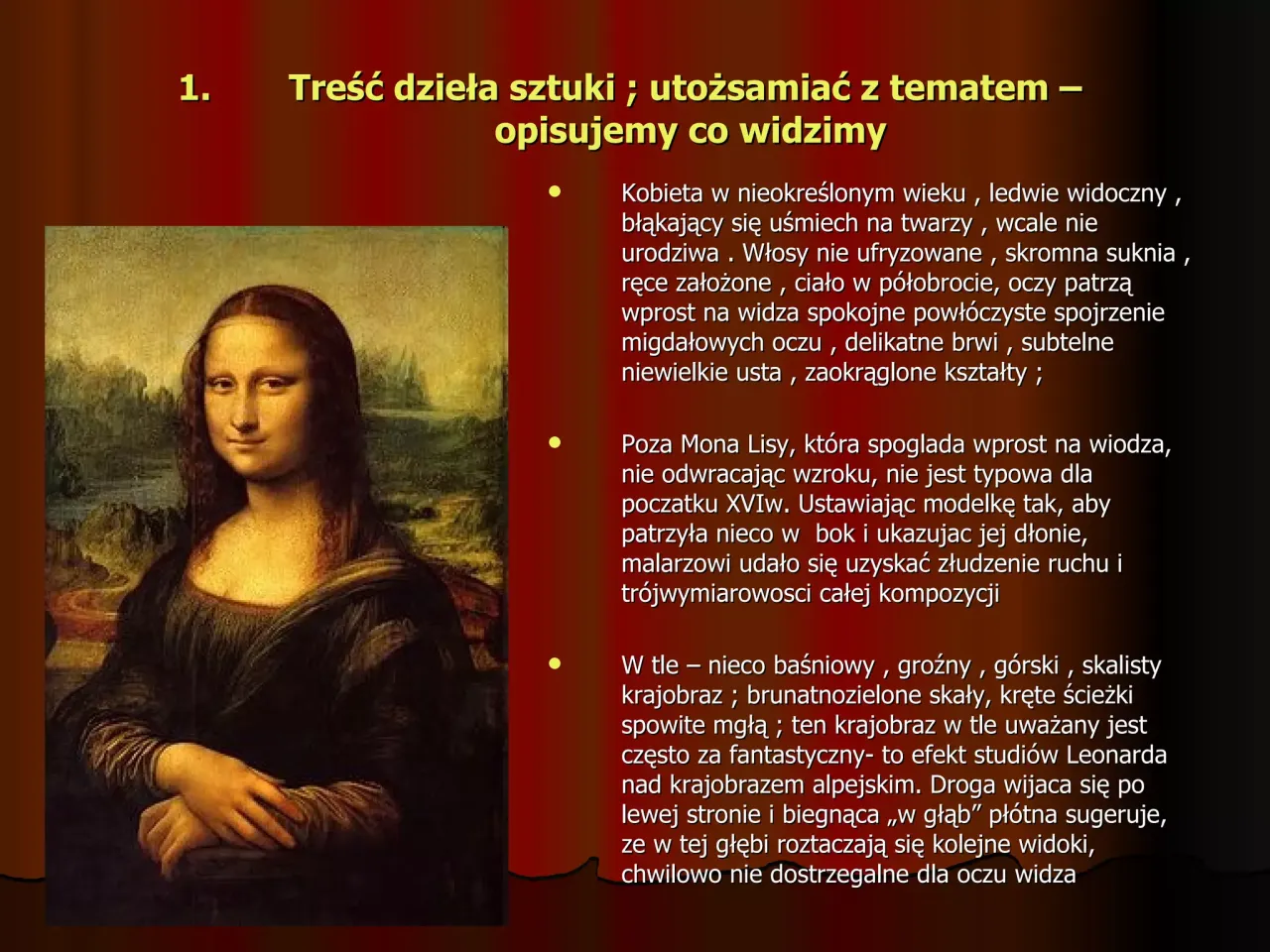 Mona Lisa złoty podział analiza