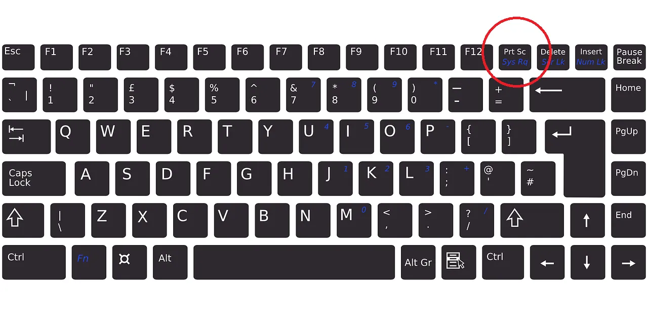 Klawiatura z podświetlonym klawiszem Print Screen
