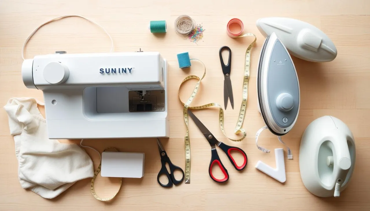 Narzędzia i materiały do szycia bluzki z dres&oacute;wki