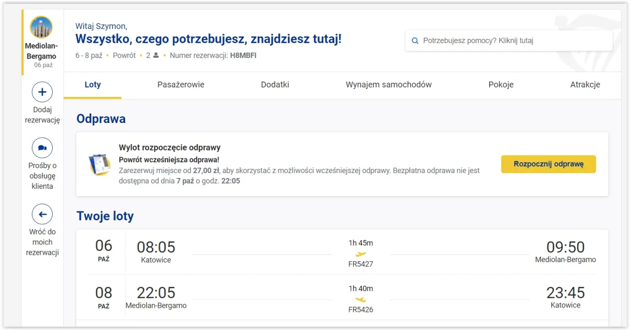 Ryanair odprawa online terminy grafika