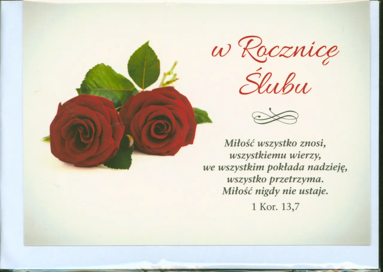 elegancka kartka rocznicowa z piórem i cytatem o miłości