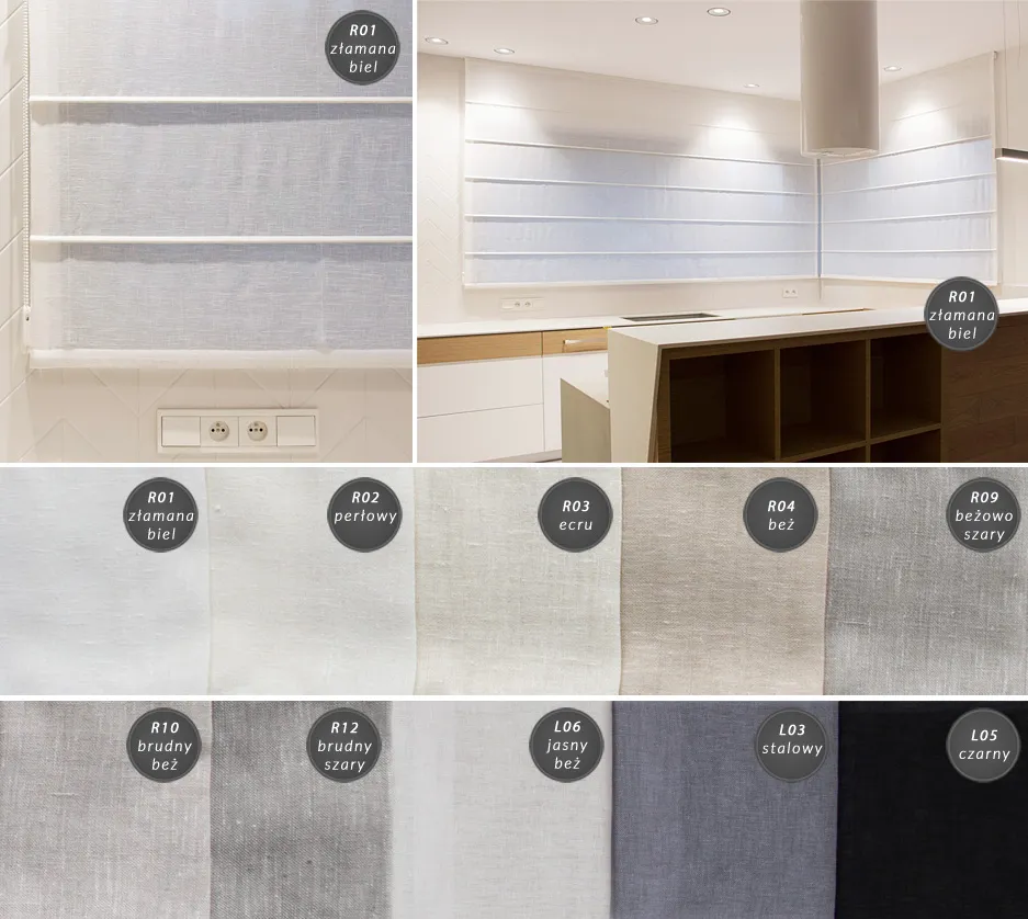 Przykładowe tkaniny na rolety len bawełna