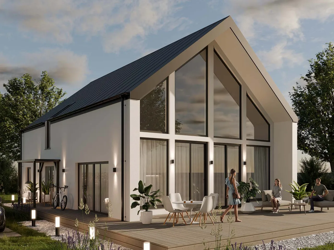 dom szkieletowy elewacja nowoczesna blacha płyty