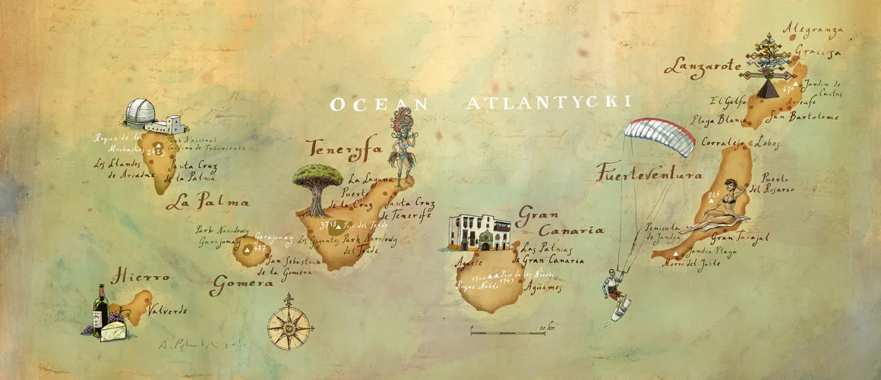 Wyspy Kanaryjskie mapa atrakcji
