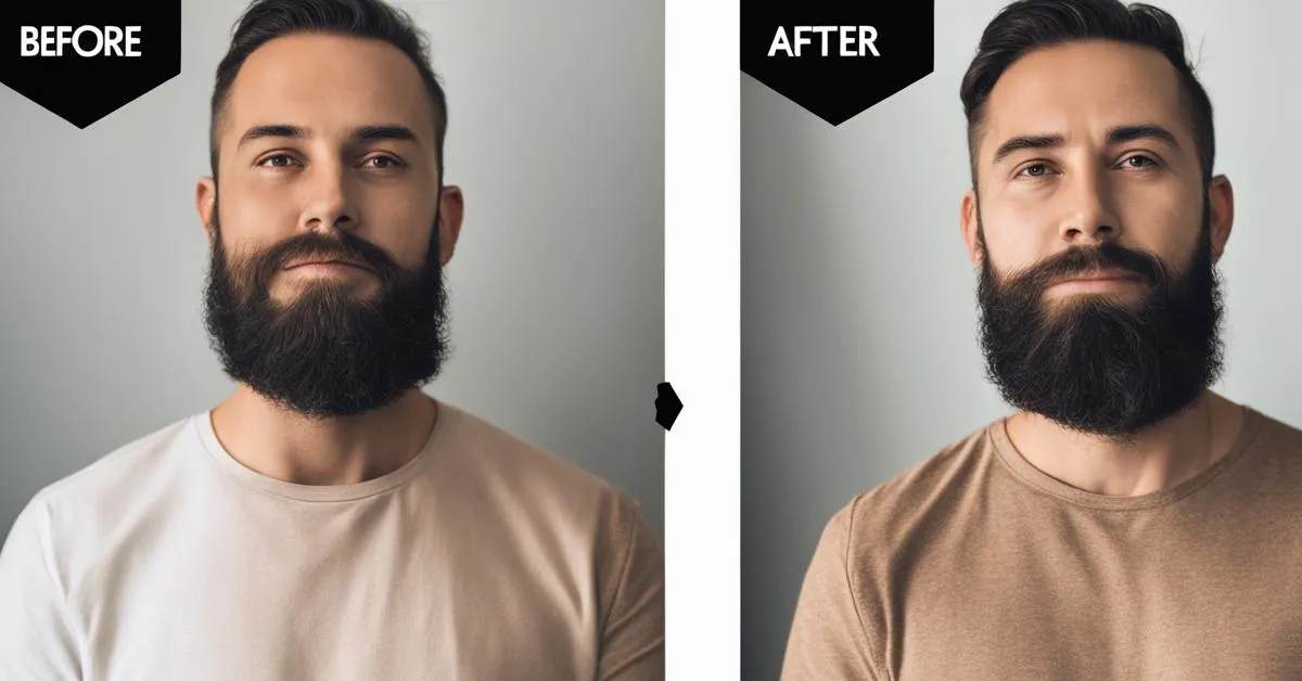 olejek rycynowy na brodę przed i po