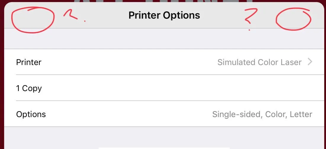 iPhone print options AirPrint dialog