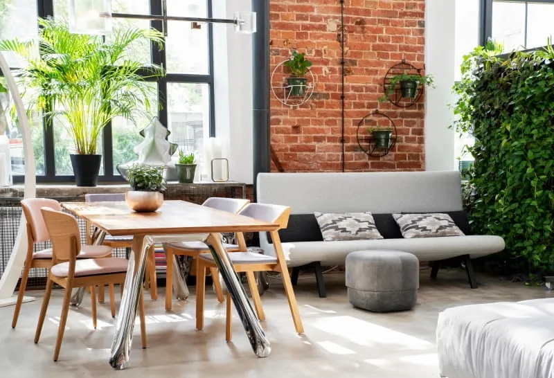 kwietnik w salonie loft boho skandynawski