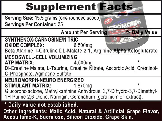 etykieta suplementu przedtreningowego składniki