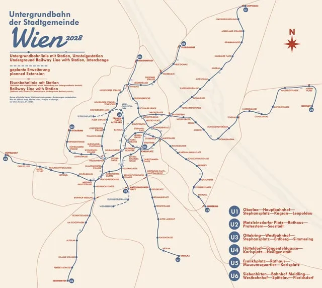 Metro Wiedeń U3 Erdberg Stephansplatz mapa