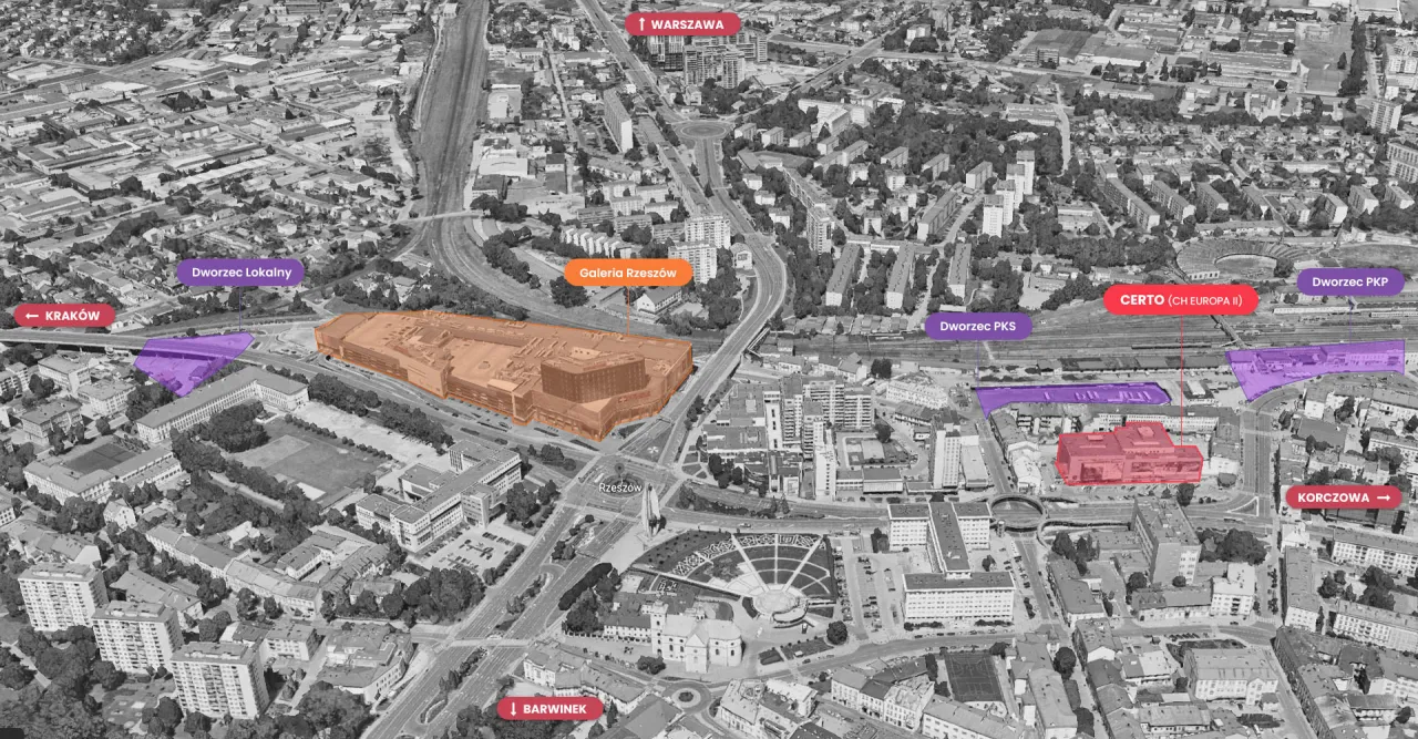 Dworzec Lokalny Rzeszów vs PKS Rzeszów mapa