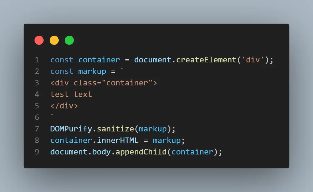 DOMPurify sanitize example
