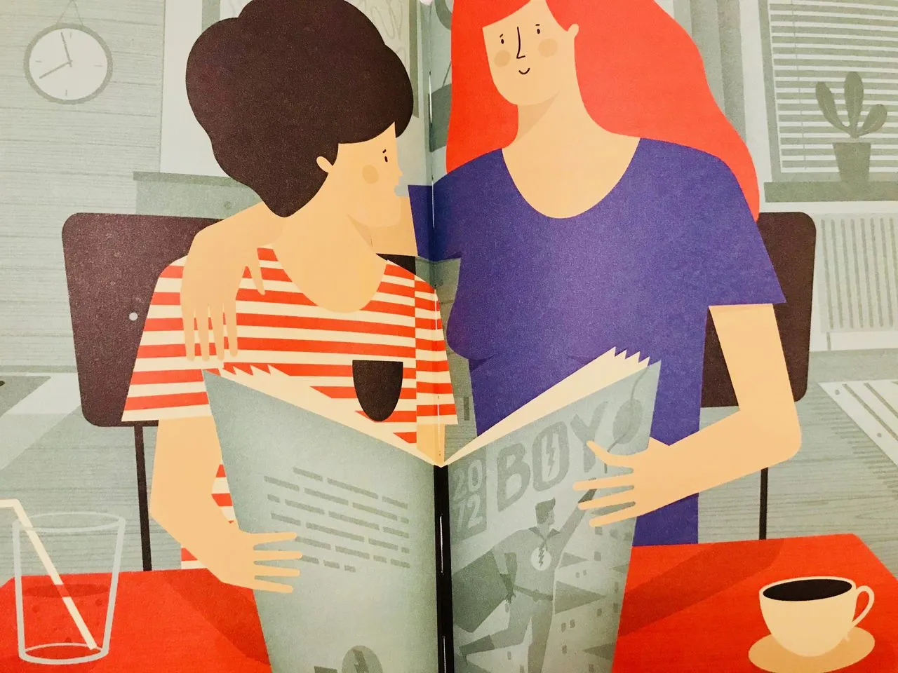 Mama z synem czytają gazetę. To jak wierszyk o mamie, pełen ciepła i wsp&oacute;lnych chwil.