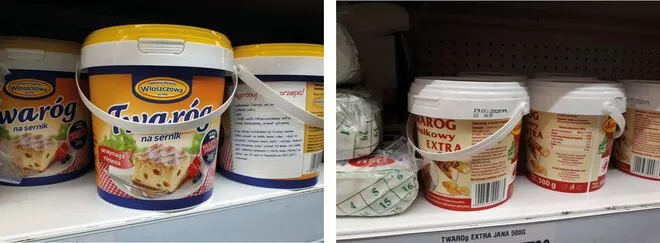 różne sery twarogowe w wiaderkach porównanie