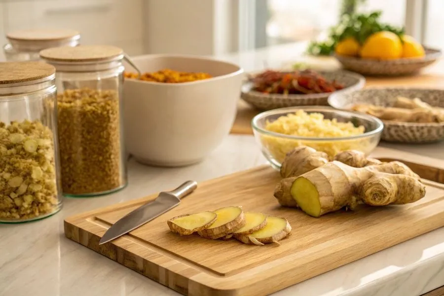 różne formy imbiru w kuchni