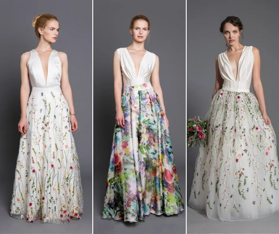 Suknie ślubne z kolorowymi haftami i ombre