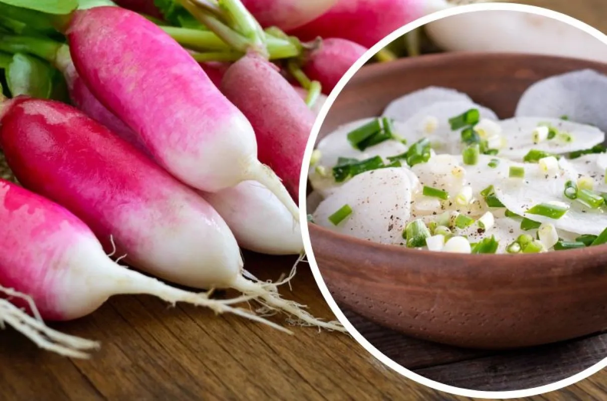 Pyszna sałatka z rzodkiewki z cebulką i świeże rzodkiewki. Zastanawiasz się, ile rzodkiewek dziennie można zjeść?