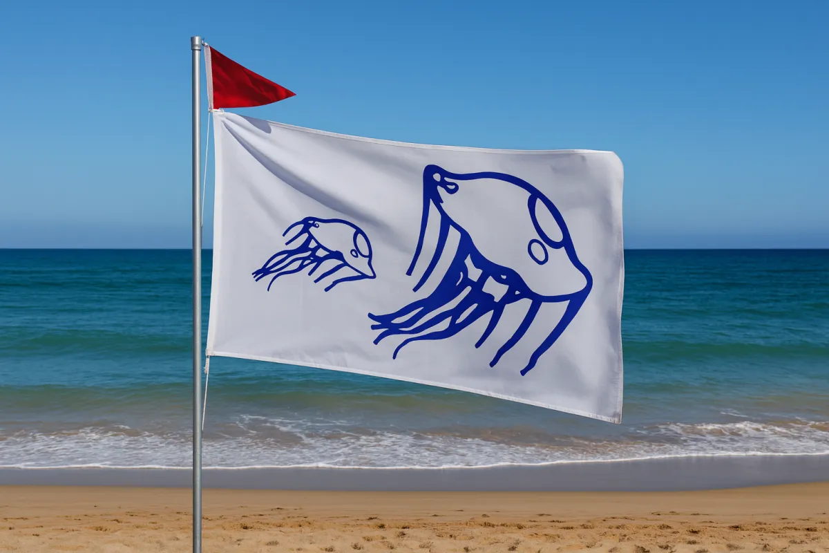 Flagi na plaży ostrzeżenia meduzy