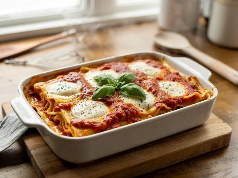 apetyczna lazania w naczyniu żaroodpornym