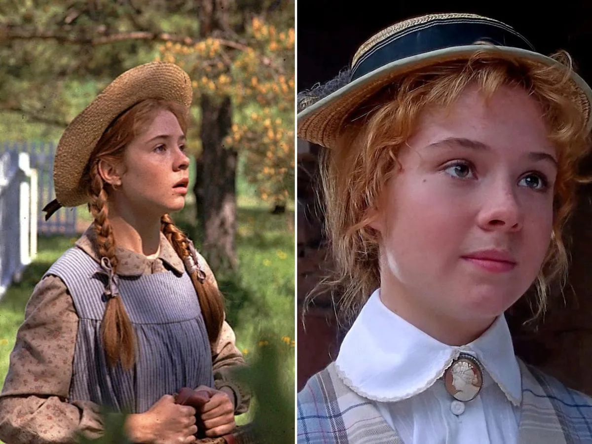 Dwie sceny z życia Ani Shirley, dziewczynki o rudych włosach, która odzwierciedla charakterystykę Ani z Zielonego Wzgórza.