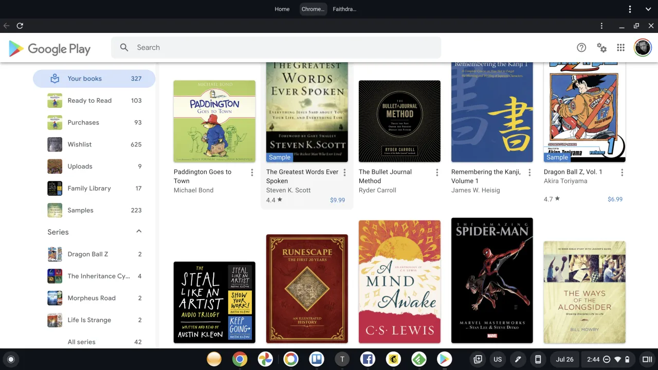 Google Play B&uuml;cher App Oberfl&auml;che