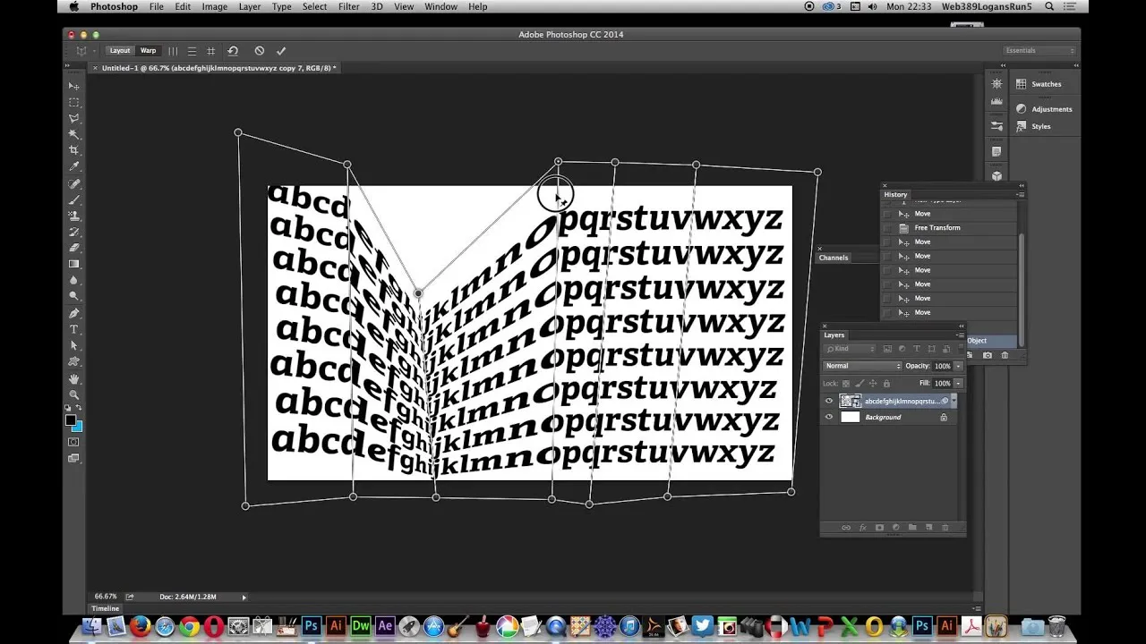 Photoshop smart object text warp