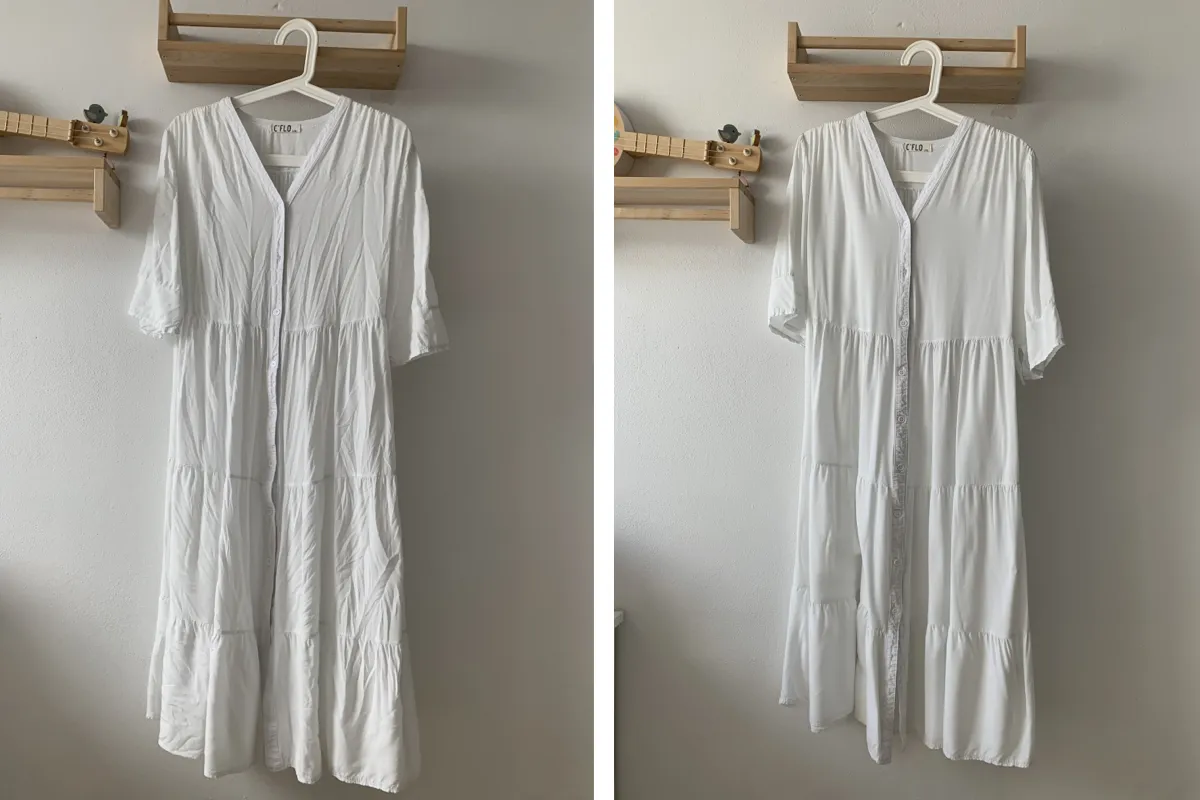 ubrania przed i po prasowaniu przygotowanie do zdjęć