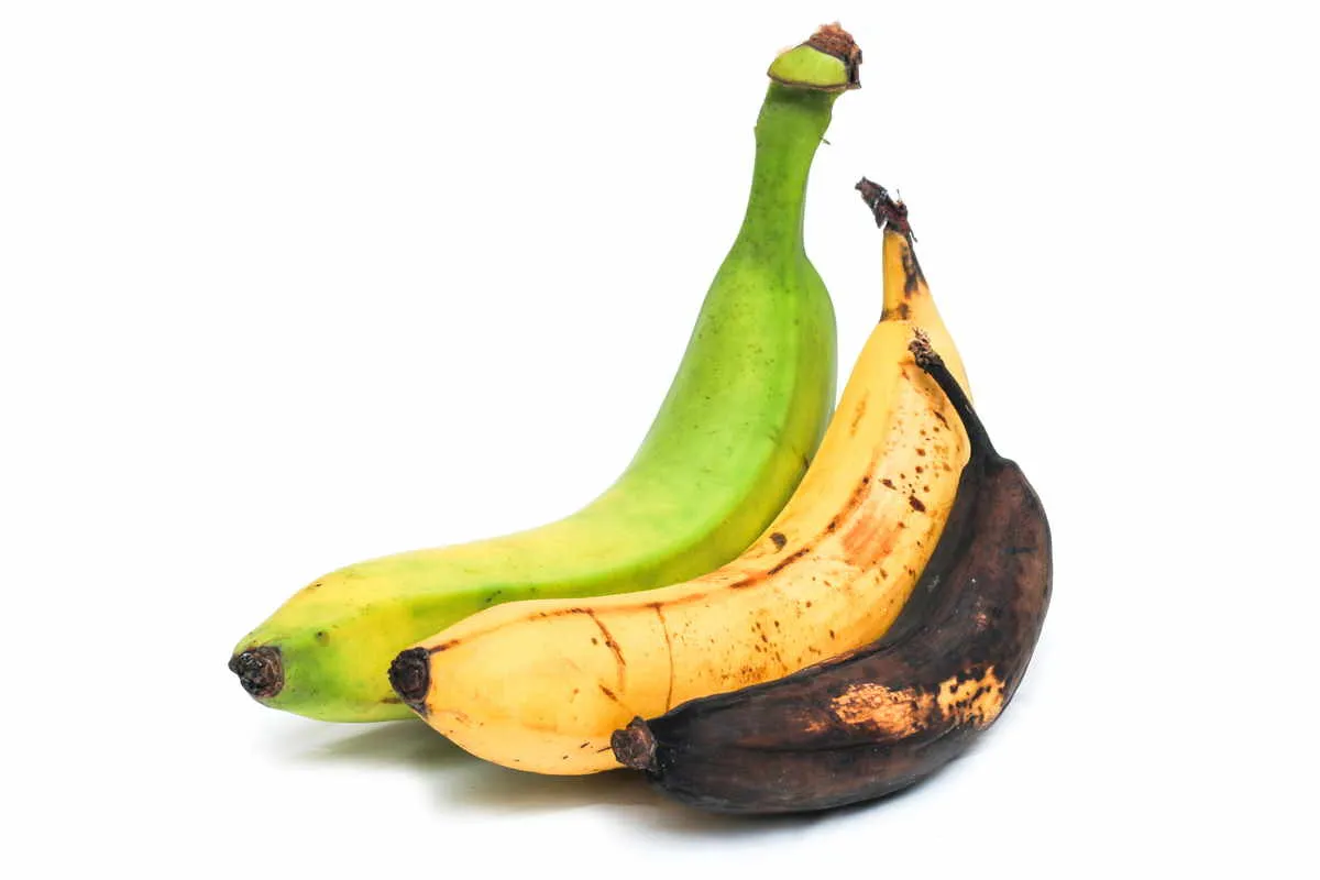 Banane mature e annerite vs banane verdi