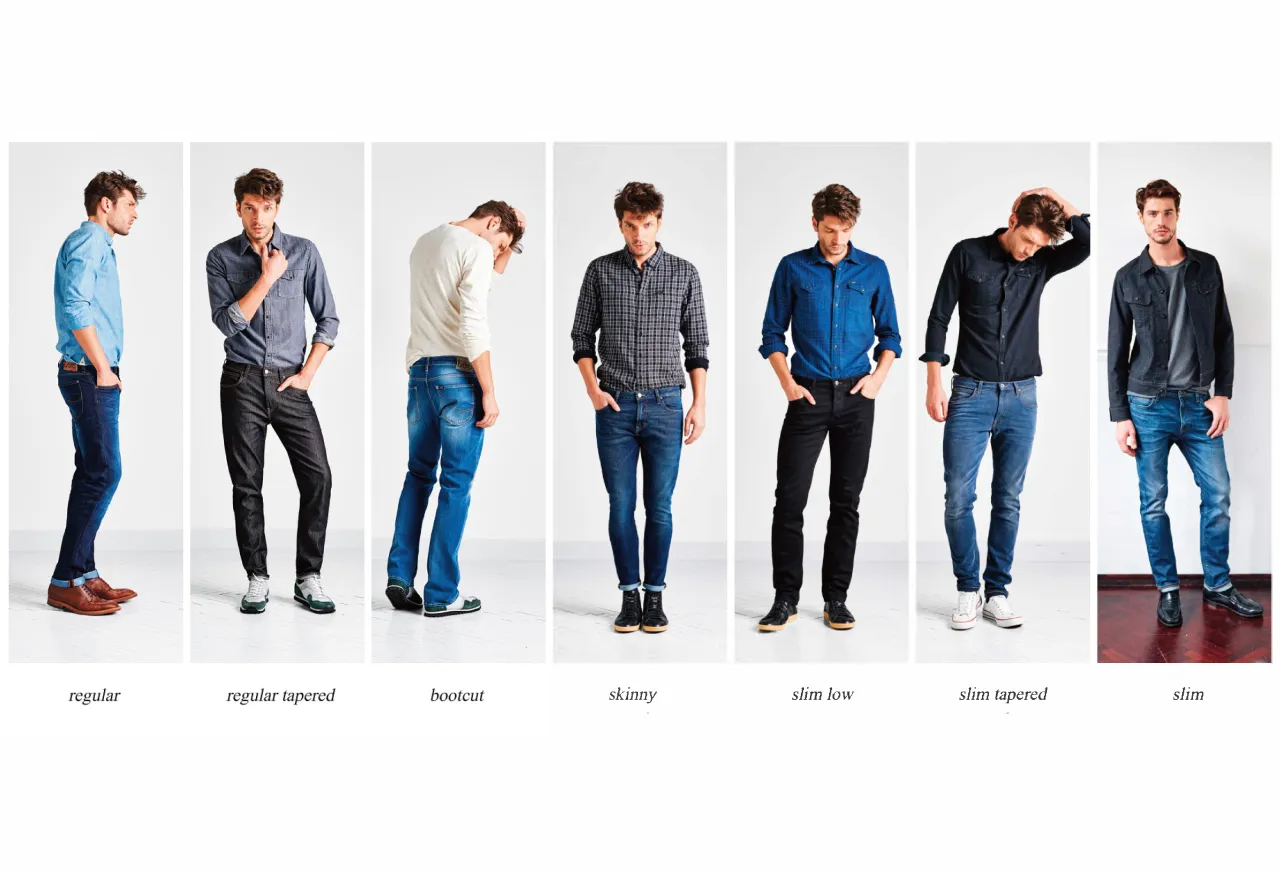 Por&oacute;wnanie kroj&oacute;w spodni męskich: regular, slim, loose, tapered grafika