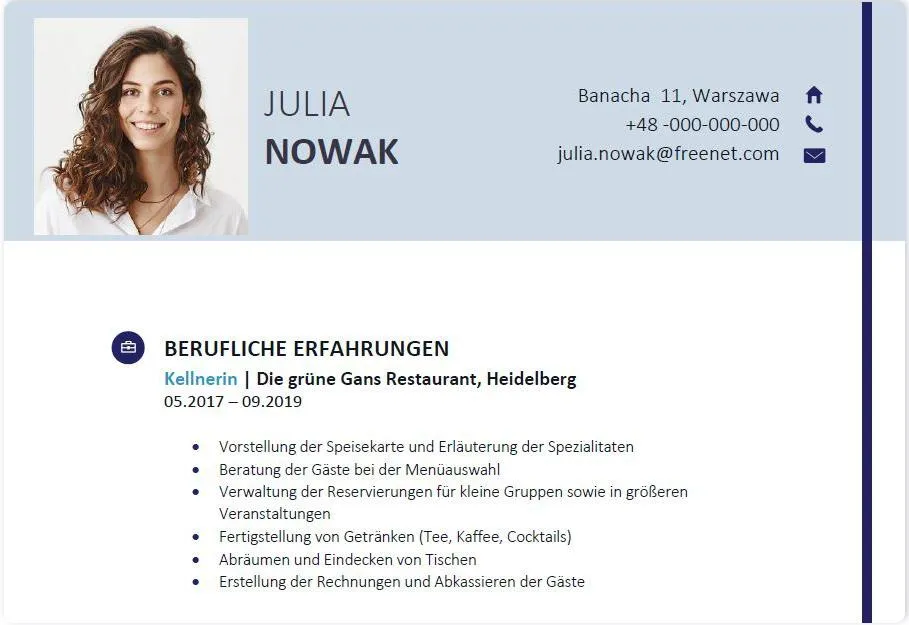 profesjonalne niemieckie CV szablon