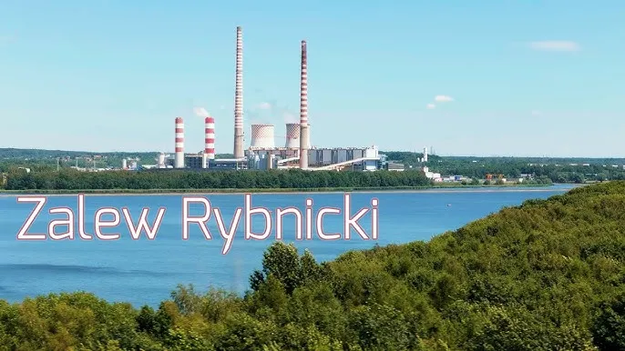 Elektrownia Rybnik i Zalew Rybnicki z lotu ptaka