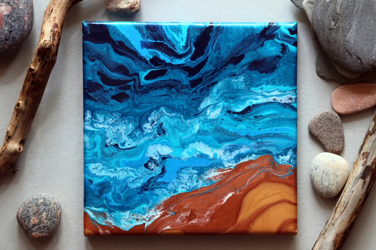 obrazy akrylowe z efektem impasto, technika pouring w malarstwie