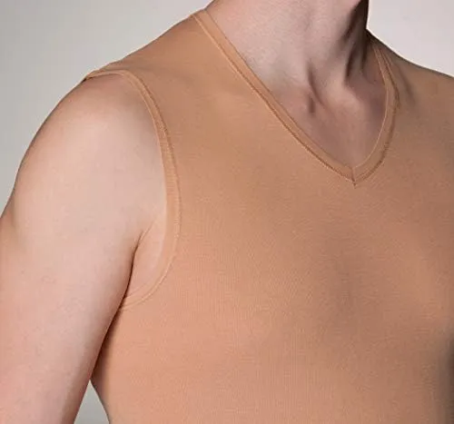 niewidoczny podkoszulek męski dekolt V-neck cielisty