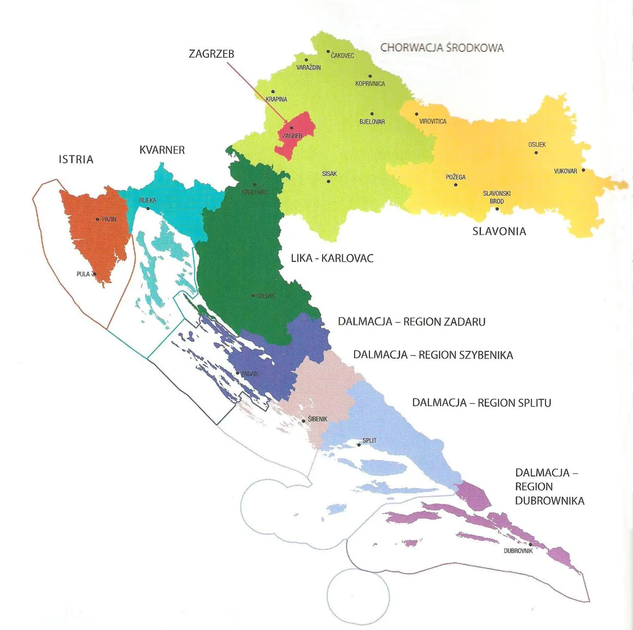 mapa regionów chorwacji klimat