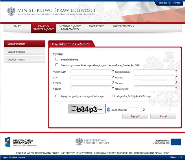 Wyszukiwarka KRS Ministerstwo Sprawiedliwości