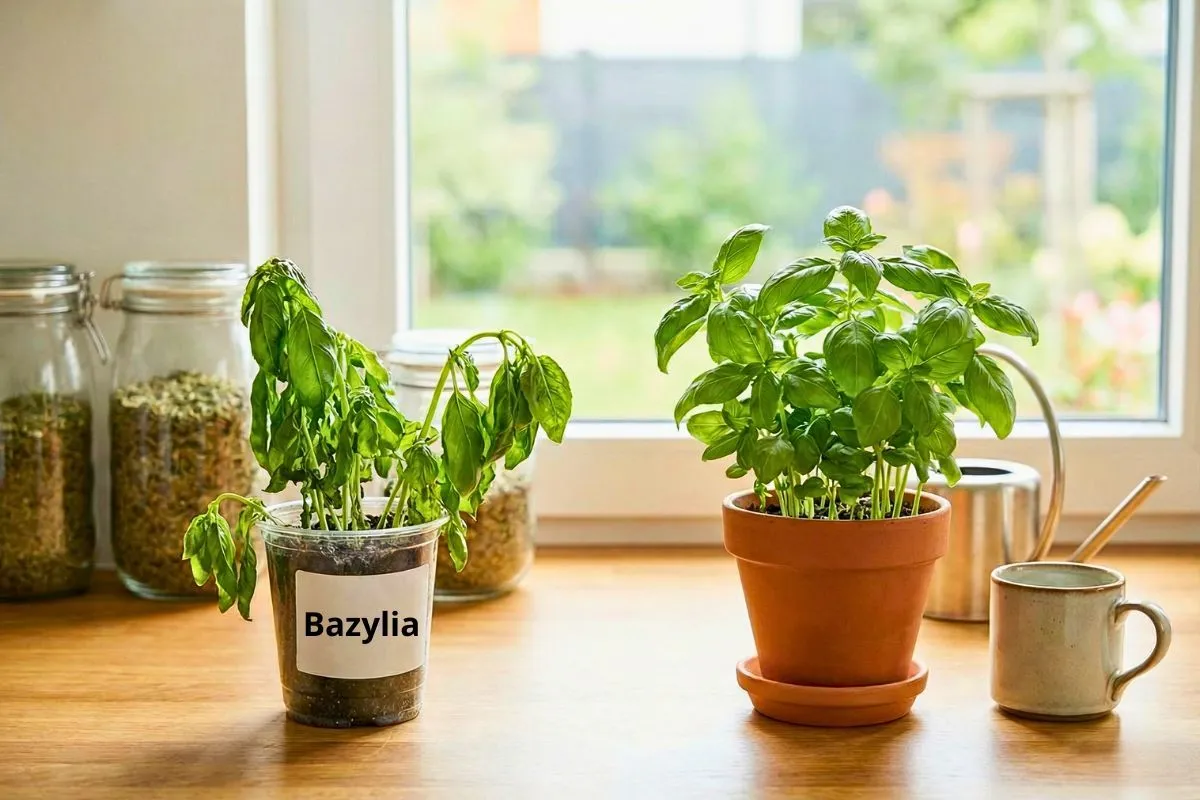 przesadzanie bazylii z supermarketu rozdzielanie sadzonek