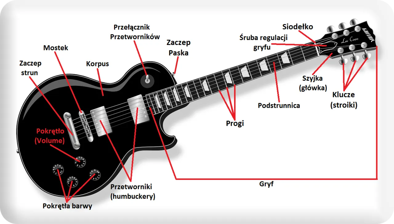 budowa gitary elektrycznej schemat