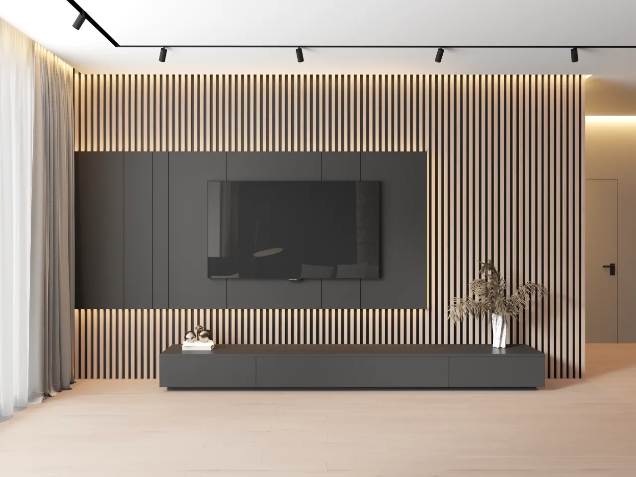 lamele ścienne dąb sonoma aranżacje