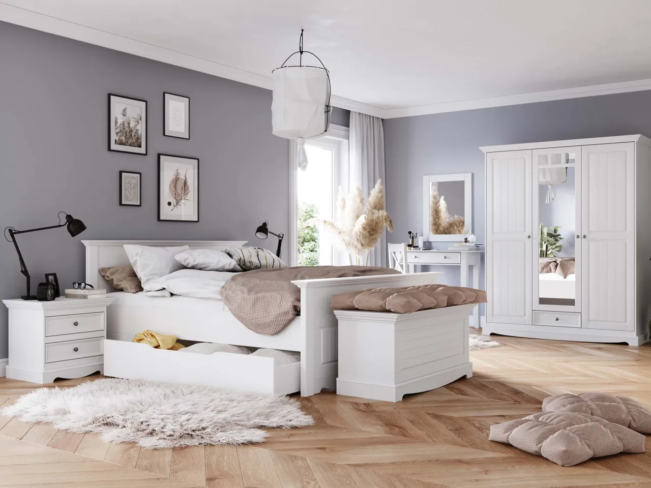 biała szafa sypialnia, szara szafa sypialnia, szafa drewniana sypialnia