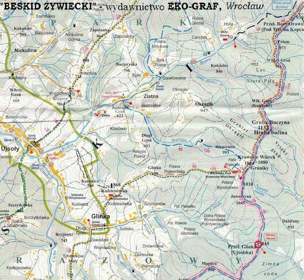 Mapa szlaków Krawców Wierch