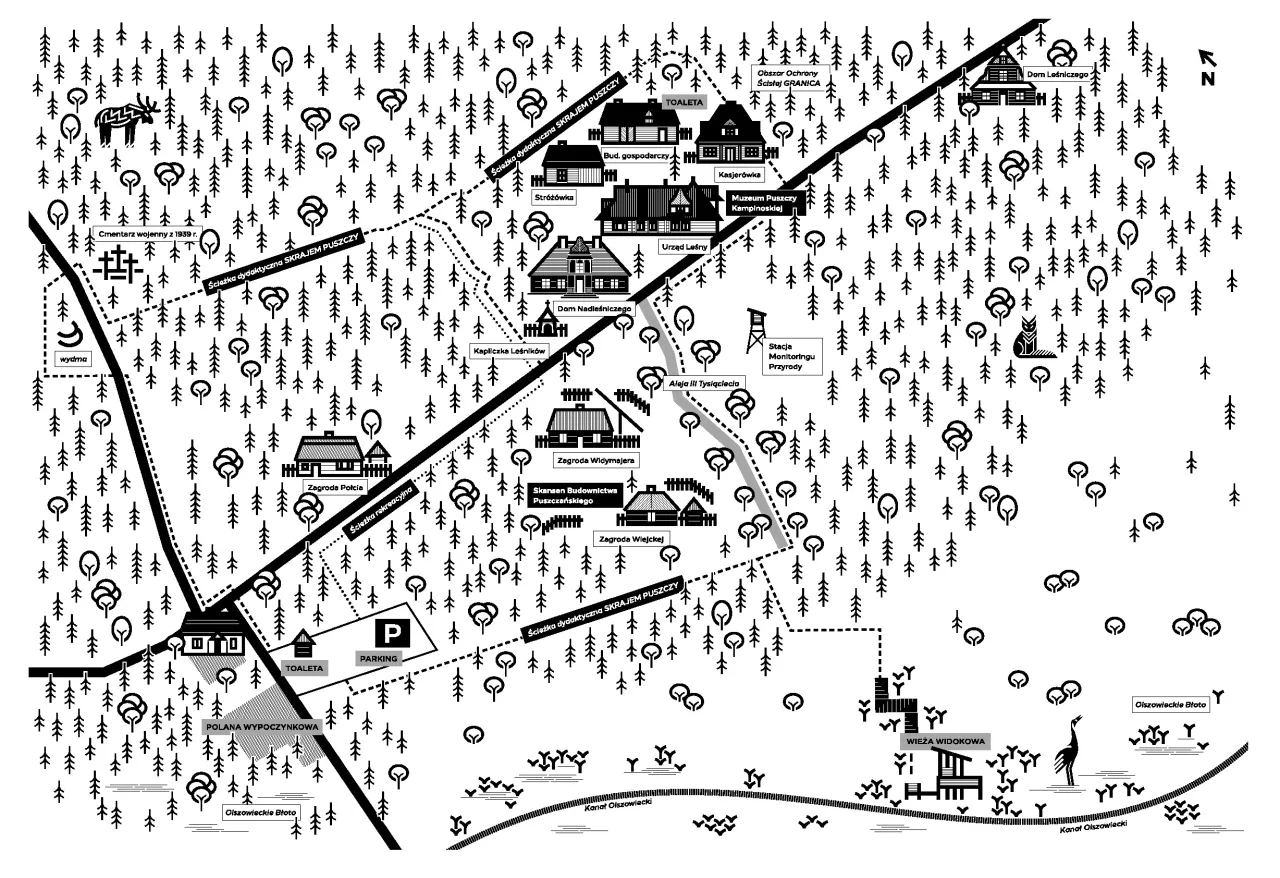 Mapa dojazdu Skansen Granica Kampinos