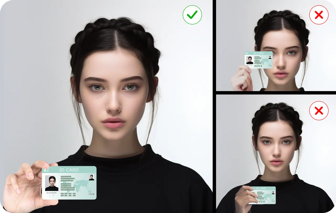 osoba robiąca selfie z dowodem osobistym do weryfikacji bankowej